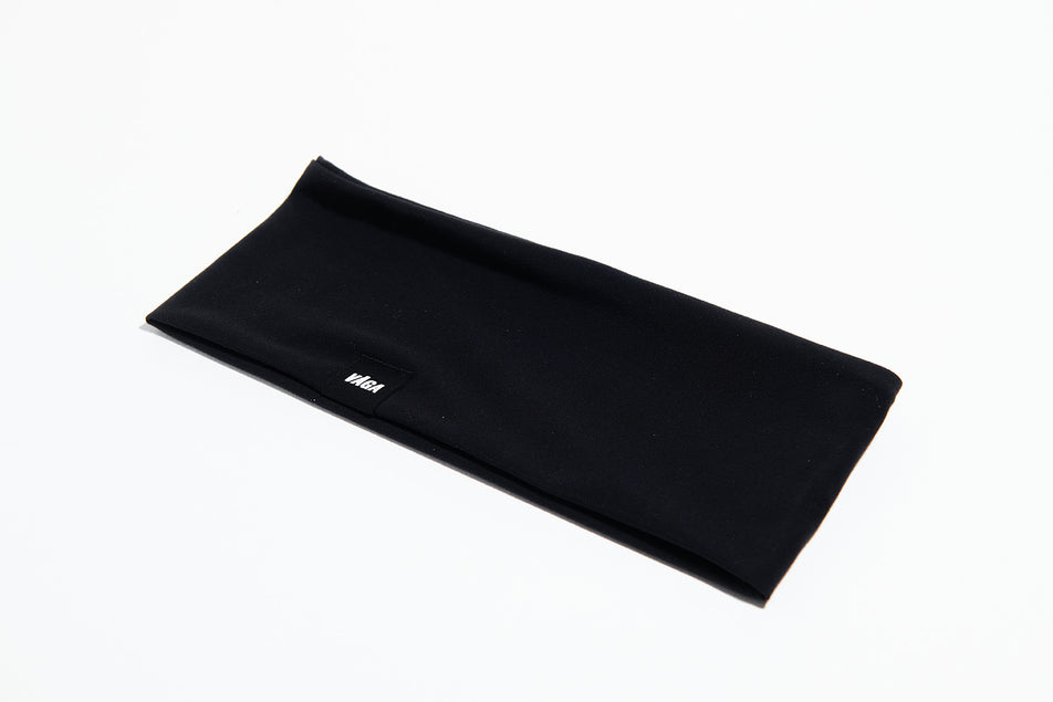 Front view of the VAGA Unisex Jersey Midweight Headband in the Black colourway. (8751594995874)