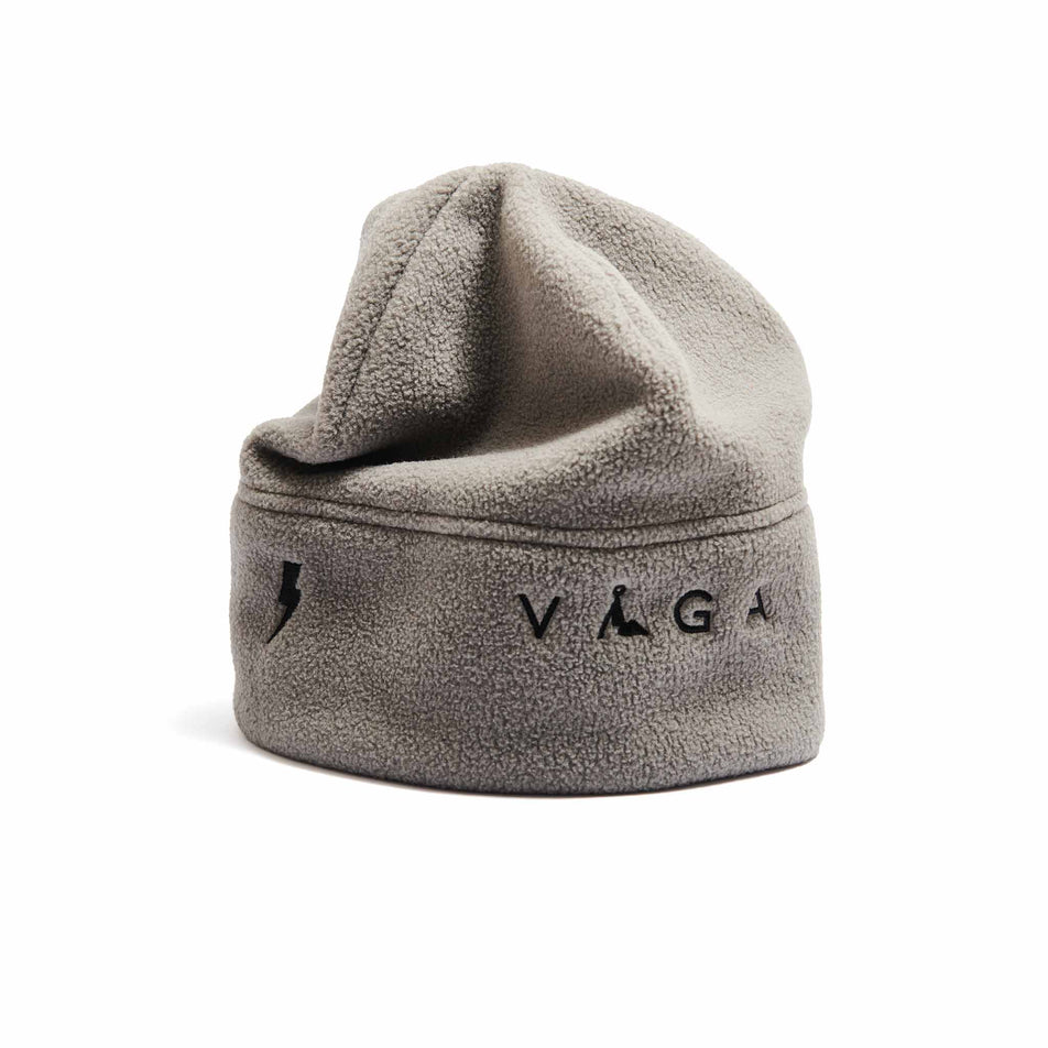 Front view of a VÅGA Unisex Fleece Beanie in the Taupe colourway. (8487123976354)