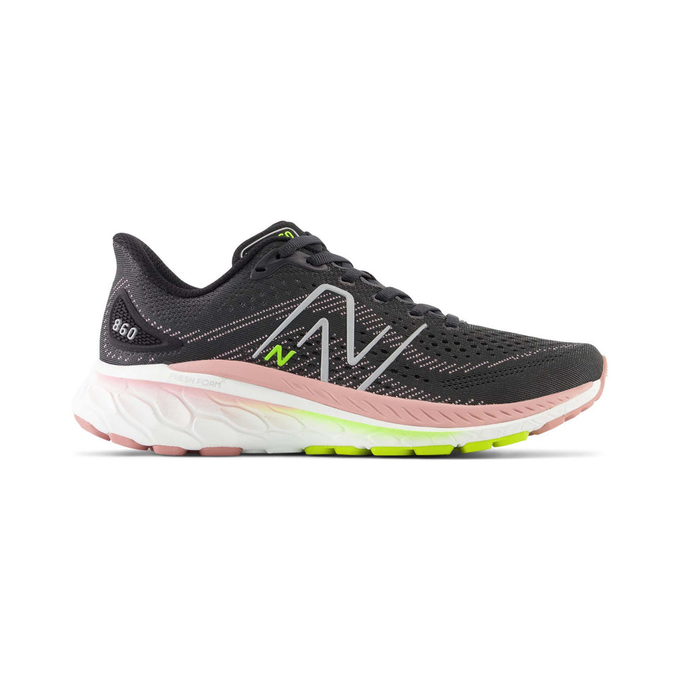 Lateral side of the right shoe from a pair of New Balance Women's Fresh Foam X 860 V13 Running Shoes in the Black (001) colourway (7983845998754)