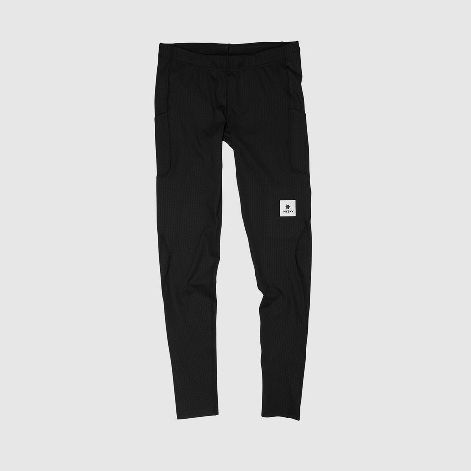 Front view of the SAYSKY Men's Combat+ Long Tights in the Black colourway. (8731618902178)