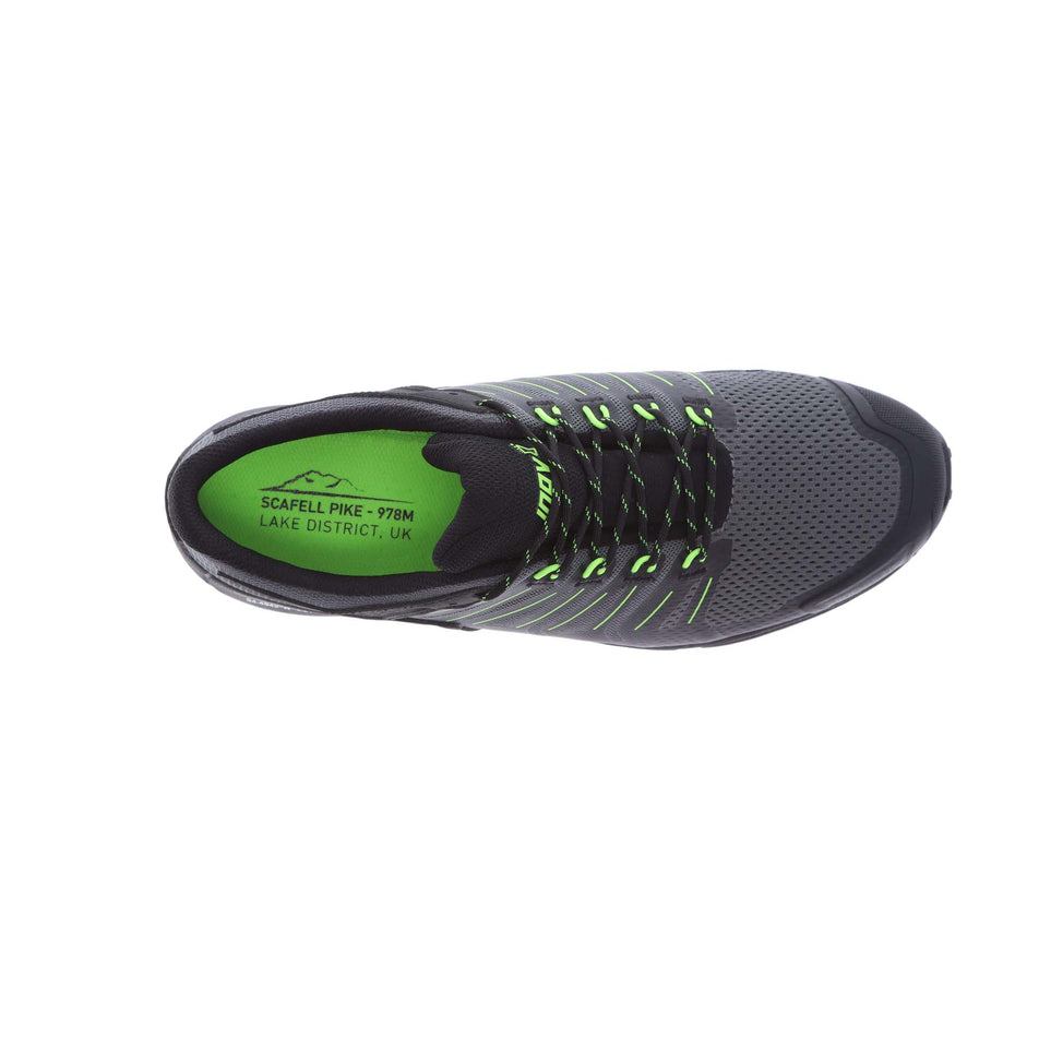 Upper view of men's inov-8 roclite g 275 running shoes in grey (7281960681634)