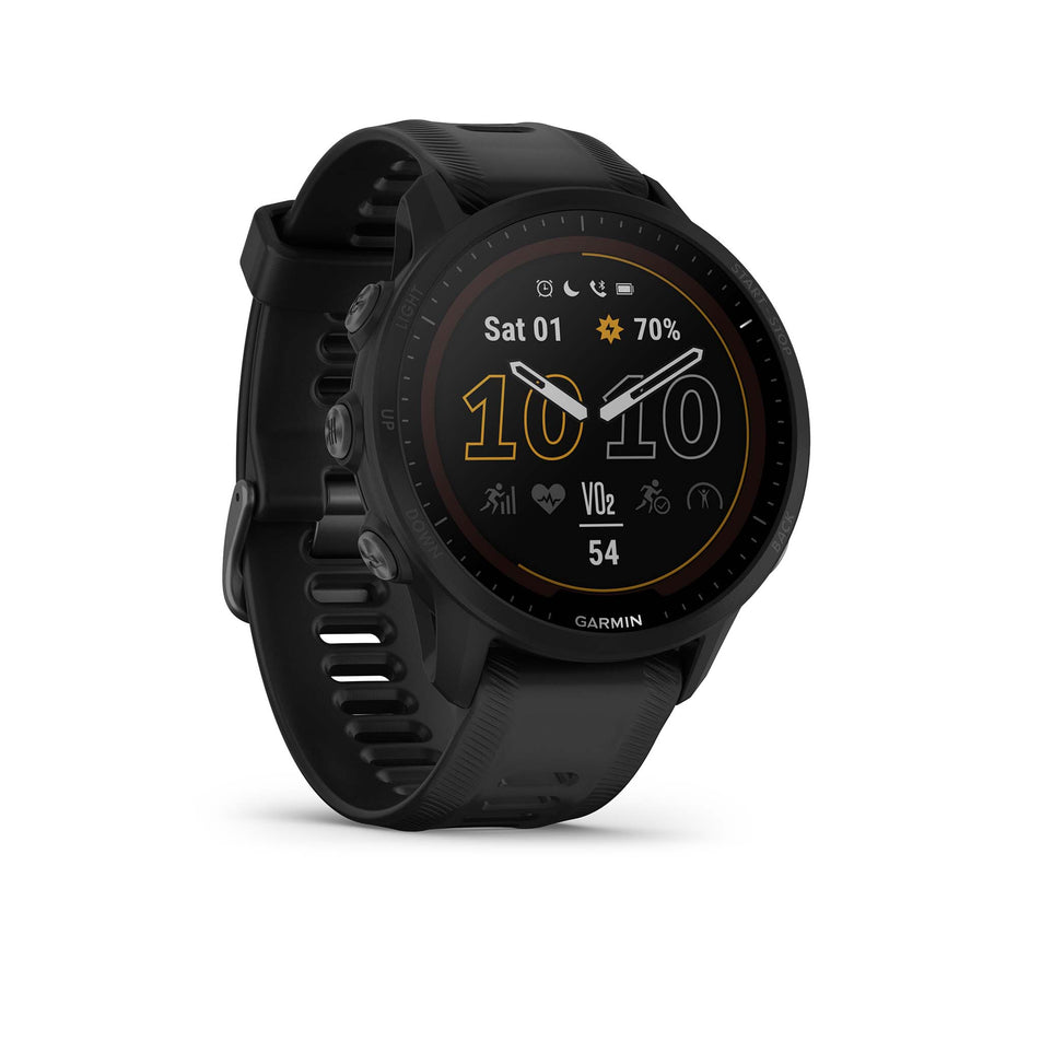 Time screen view on Garmin Forerunner 955 Solar Smartwatch in Black (7577925714082)