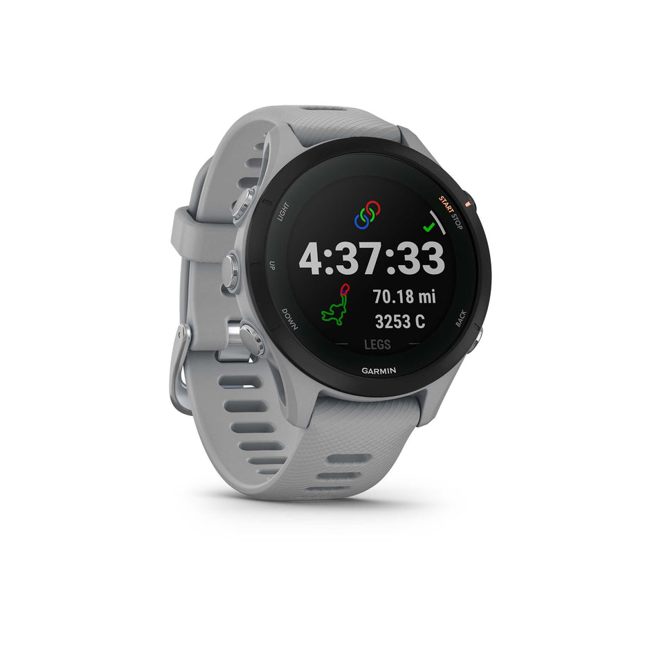 Workout complete view on Garmin Forerunner 255S Smartwatch in Powder Grey (7528456454306)