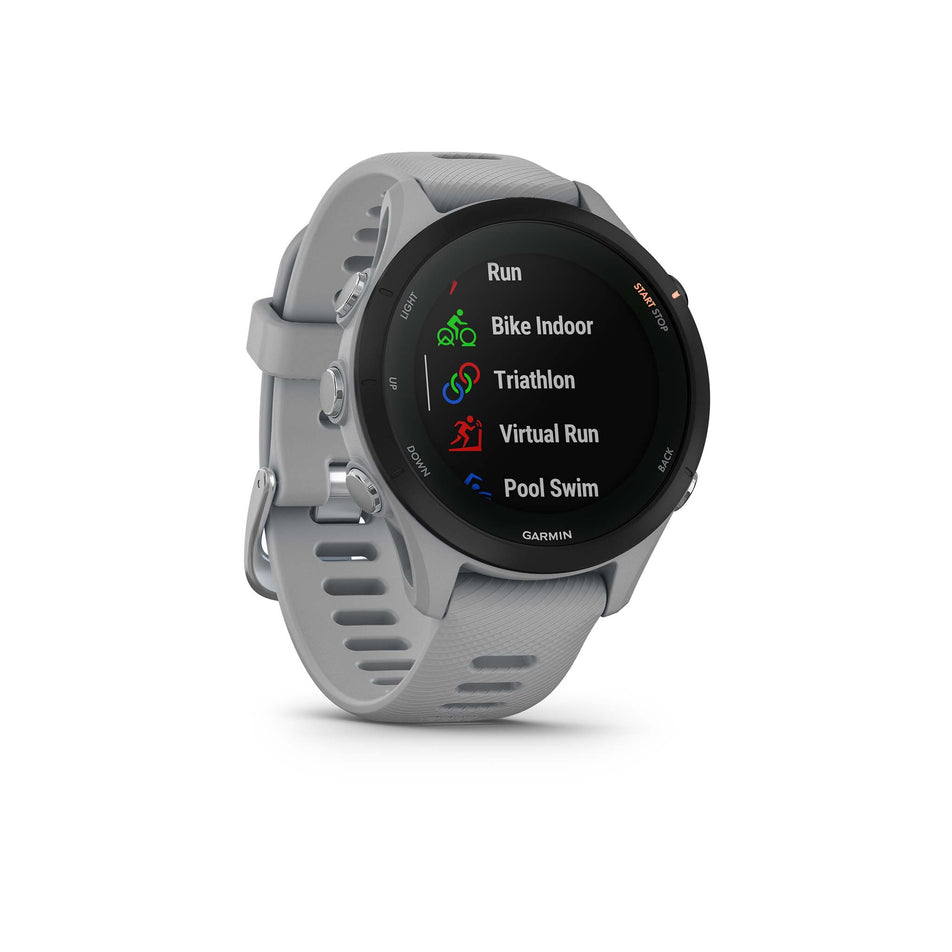 Activity selection screen on Garmin Forerunner 255S Smartwatch in Powder Grey (7528456454306)