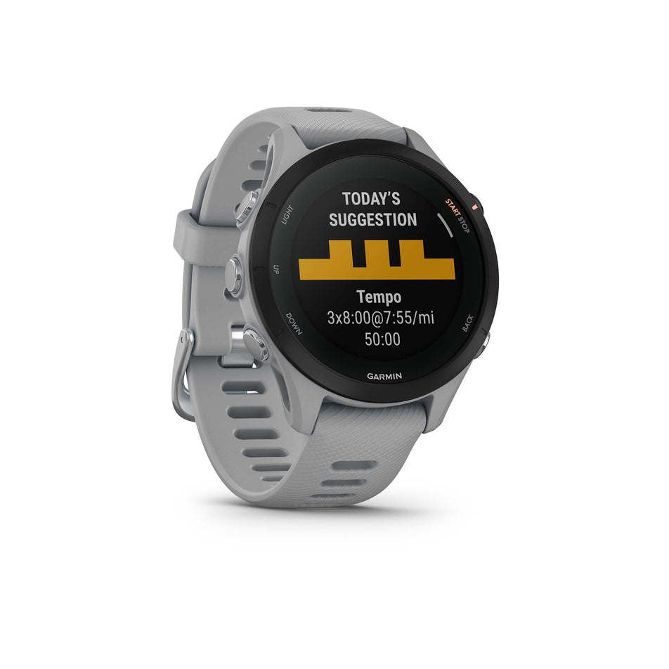 Workout suggestion view on Garmin Forerunner 255S Smartwatch in Powder Grey (7528456454306)