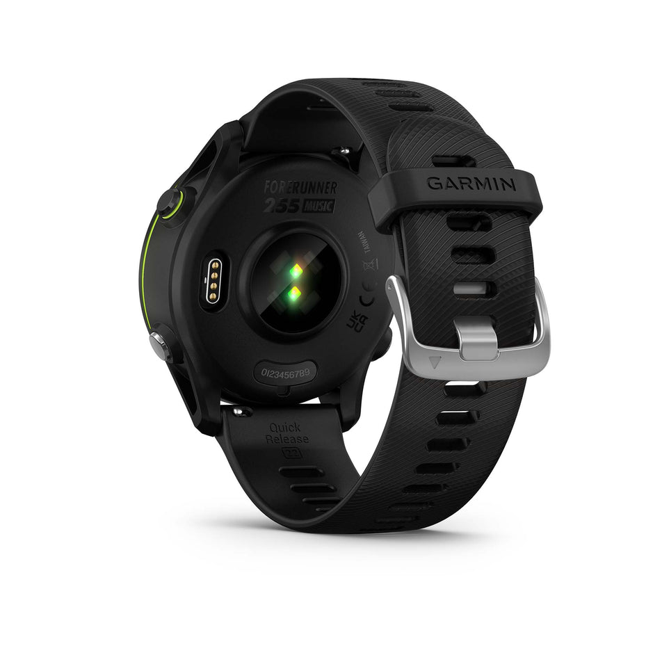 Heart rate sensor view on Garmin Forerunner 255 Music Smartwatch in Black (7528493154466)