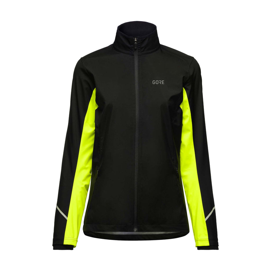 Front view of women's gore wear r3 partial gtx I jacket in black (7595540545698)