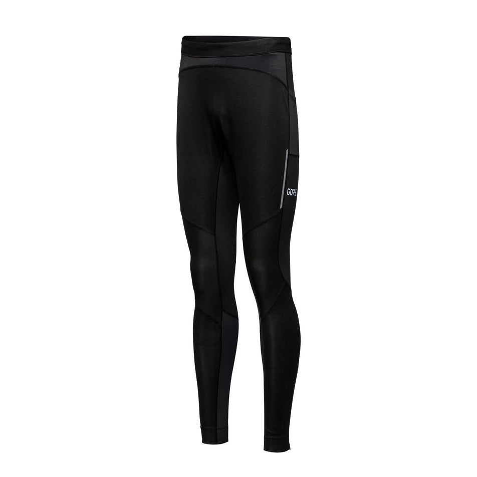 Side angled view of Gore Wear Men's R5 GTX I Running Tights in black (7731588530338)