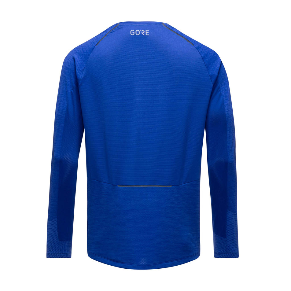 Back view of men's gore wear energetic long sleeve shirt in blue (7518258102434)