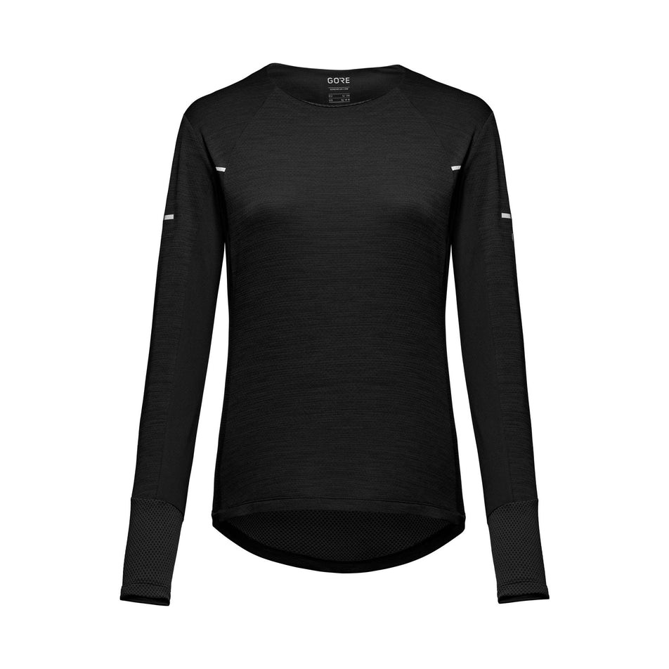 Front view of women's gore wear vivid long sleeve shirt in black (7596637323426)
