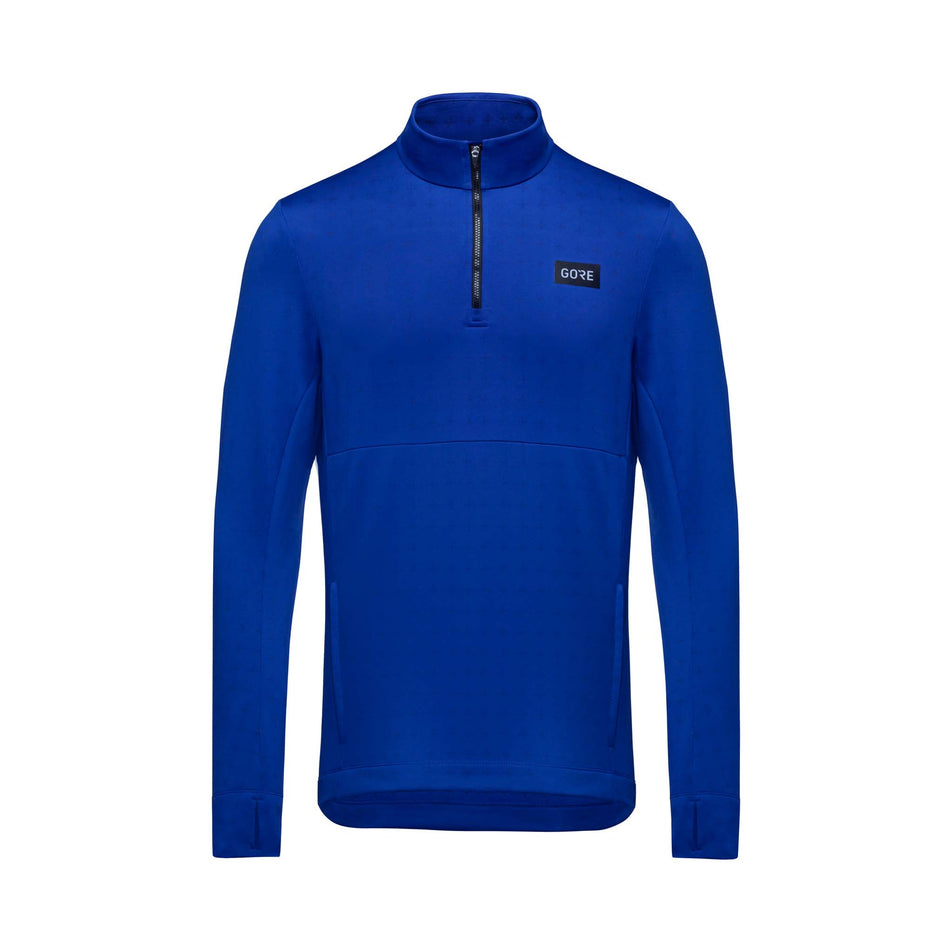 Front view of men's gore wear everyday thermo 1/4 zip in blue (7595532714146)