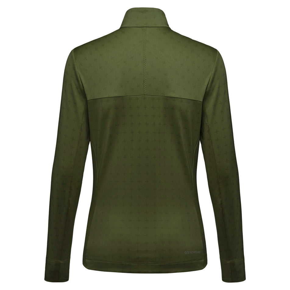 Back view of a GORE® Wear Women's Everyday Thermo 1/4 Zip in the Utility Green colourway (7763428016290)