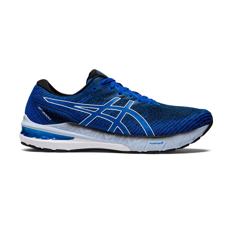 Lateral view of men's asics gt-2000 10 running shoes in blue (7601223958690)