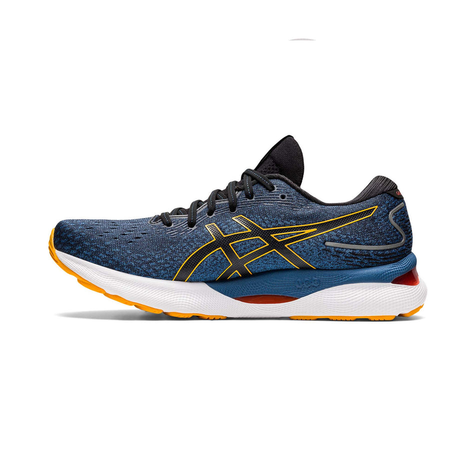 Medial view of men's asics gel-nimbus 24 running shoes in blue (7520639451298)