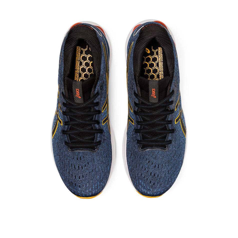 Upper view of men's asics gel-nimbus 24 running shoes in blue (7520639451298)