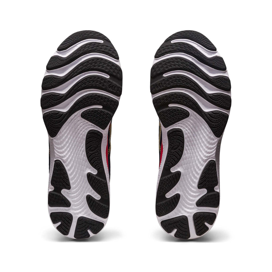 Pair outsole view of Asics Men's Cumulus 24 Running Shoes in black (7704199168162)