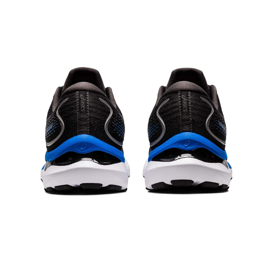 Posterior view of men's asics gel-cumulus 24 running shoes in black (7520585646242)