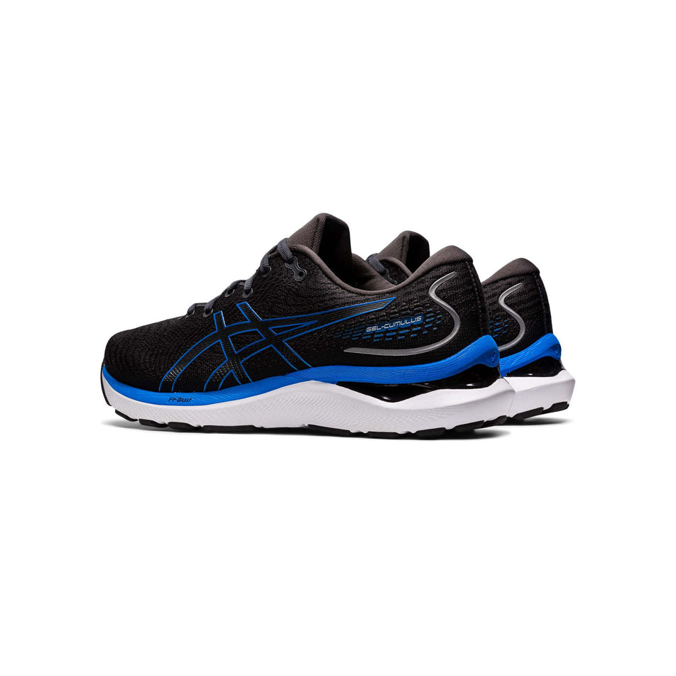 Lateral angled view of men's asics gel-cumulus 24 running shoes in black (7520585646242)
