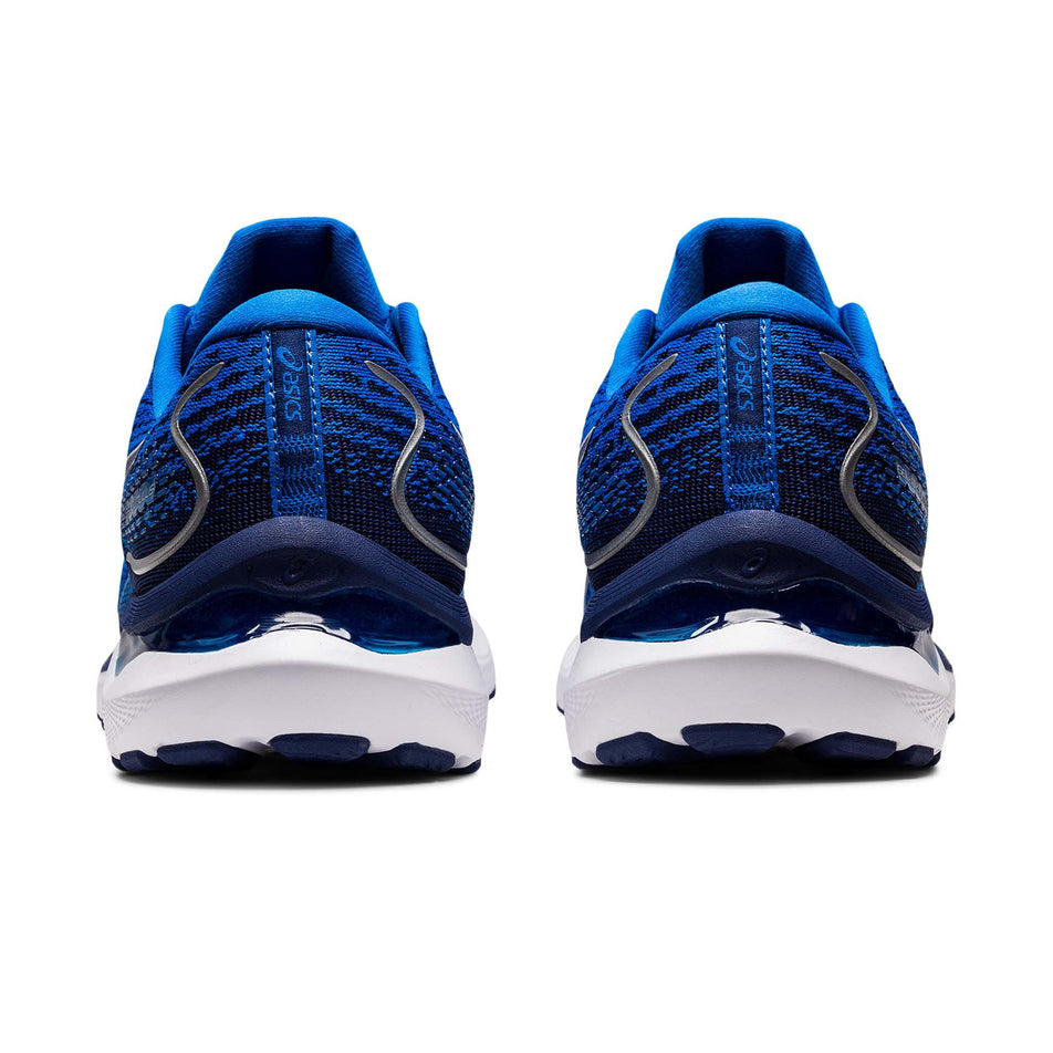 Posterior view of men's asics gel-cumulus 24 running shoes in blue (7520578732194)