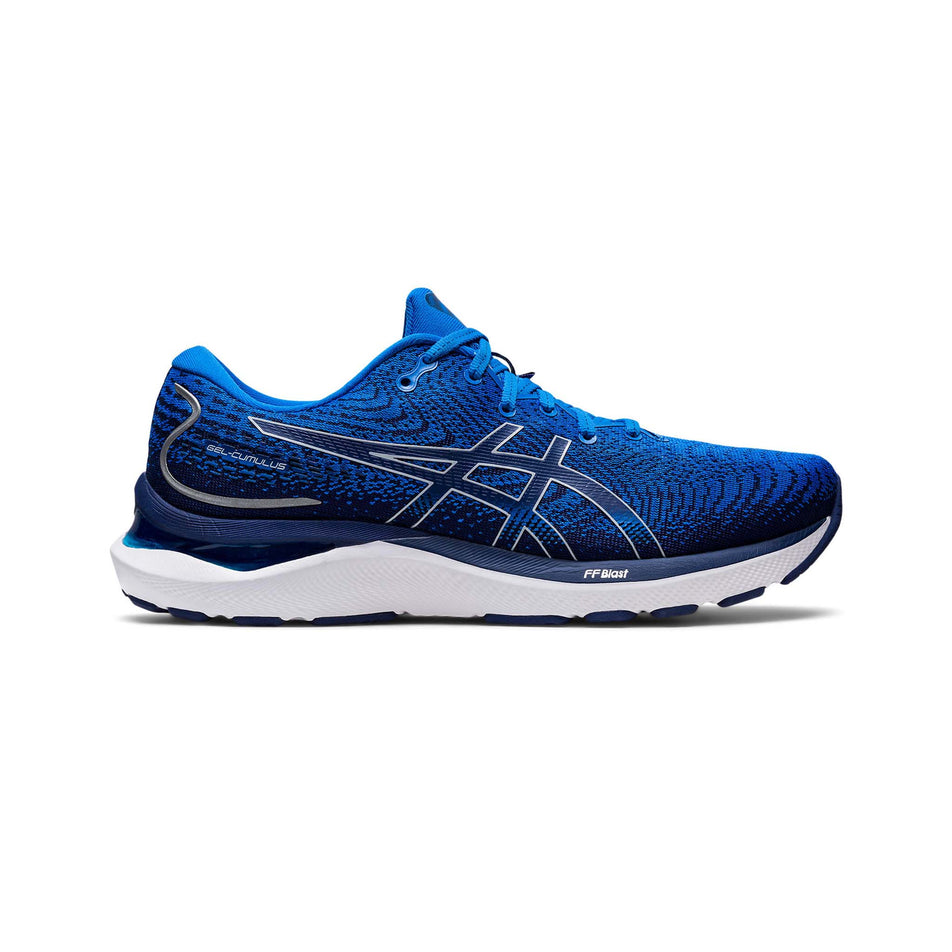 Lateral view of men's asics gel-cumulus 24 running shoes in blue (7520578732194)