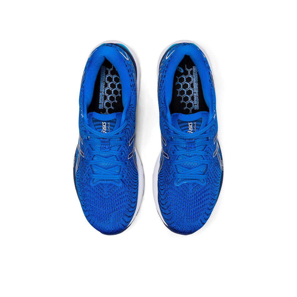 Upper view of men's asics gel-cumulus 24 running shoes in blue (7520578732194)