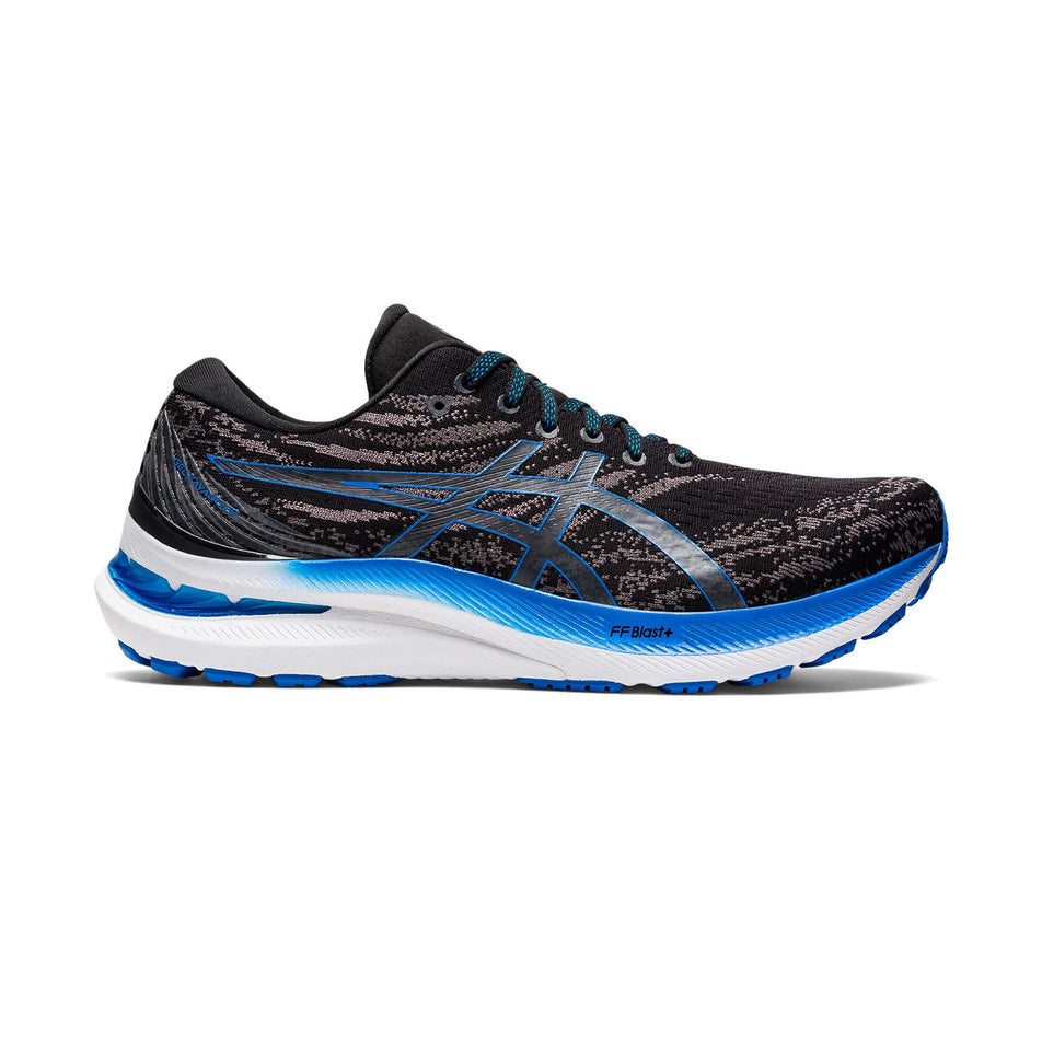 Lateral view of men's asics gel-kayano 29 running shoes in black (7520572113058)