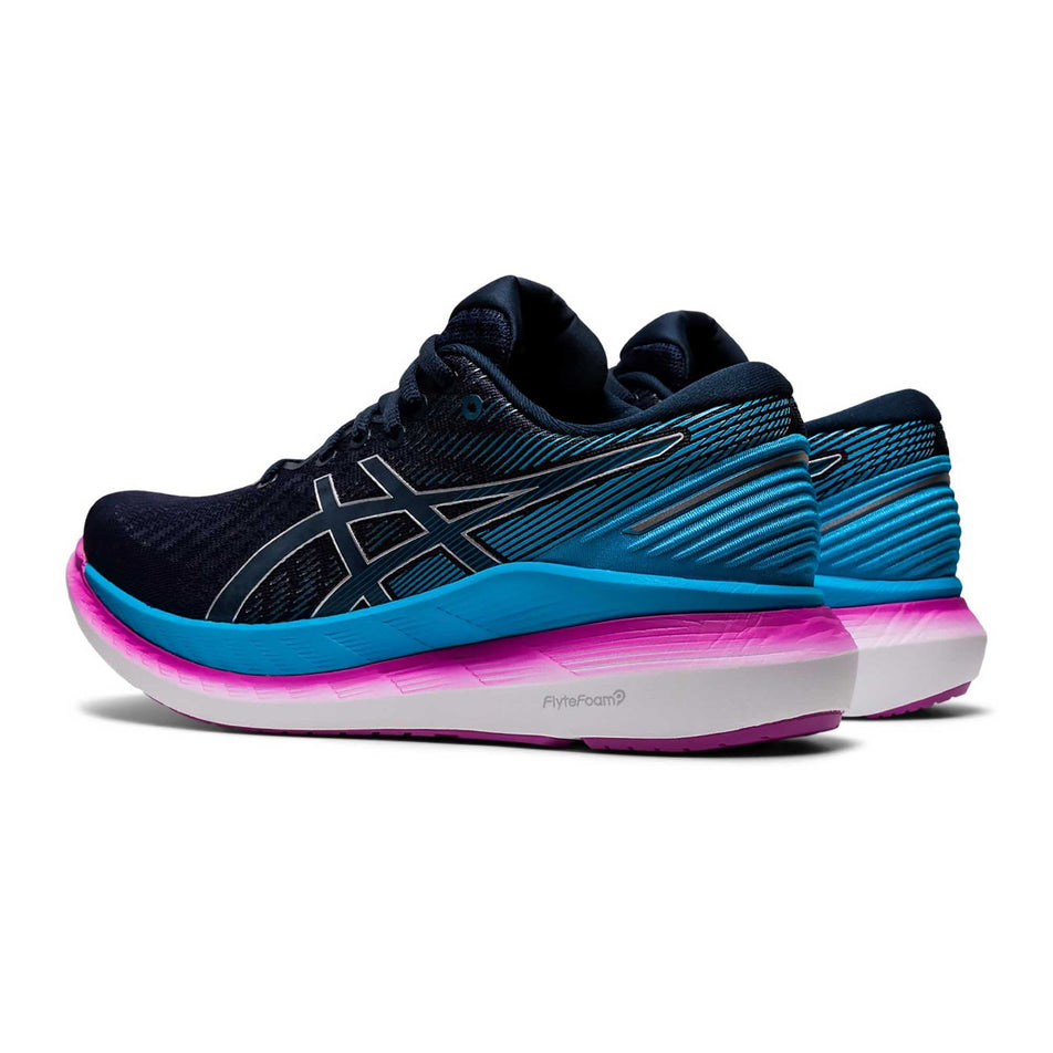 Lateral side of the left shoe from a pair of women's Asics Glideride 2 with the right shoe on medial side (6894095827106)