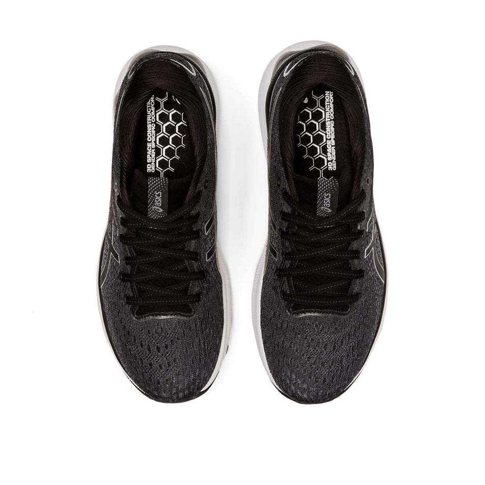 Upper view of women's asics gel-nimbus 24 running shoes in black (7520691880098)