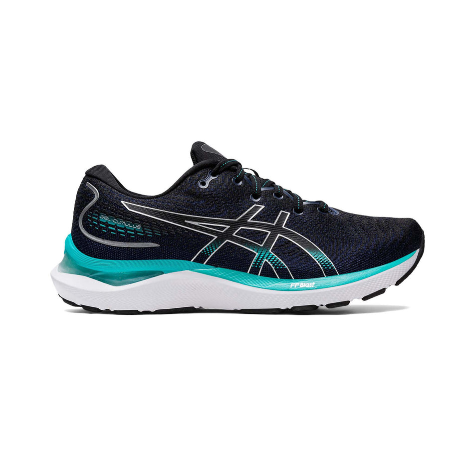 Lateral view of women's asics gel-cumulus 24 running shoes in black (7520613695650)