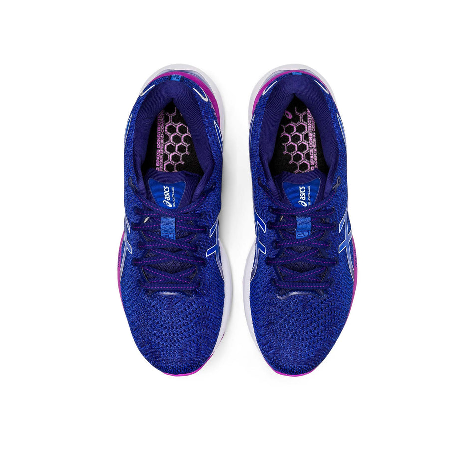 Upper view of women's asics gel-cumulus 24 running shoes in blue (7520599539874)