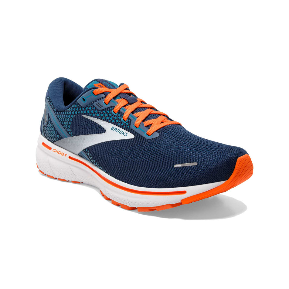 Lateral angled view of men's brooks ghost 14 running shoes (7229791207586)
