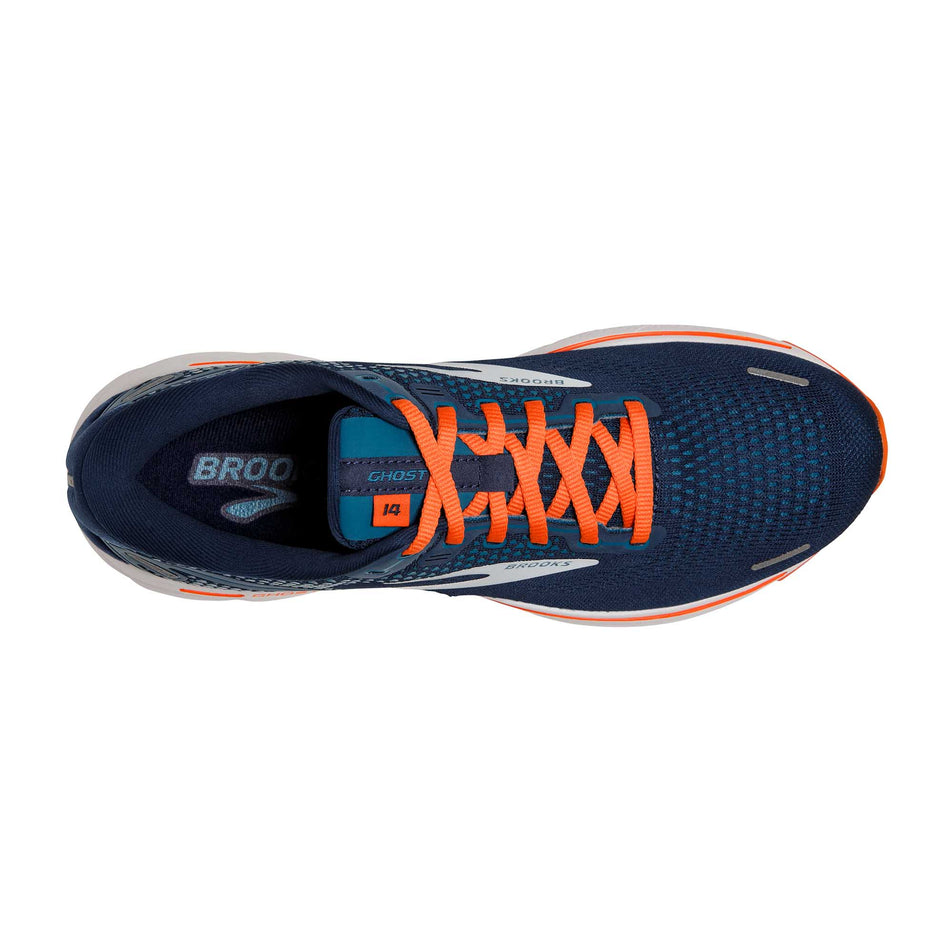 Upper view of men's brooks ghost 14 running shoes (7229791207586)