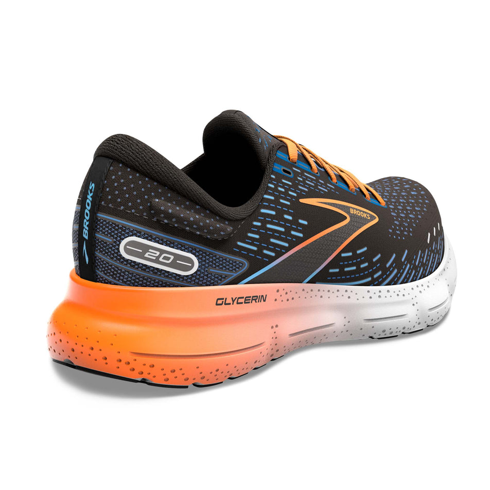 Right shoe posterior angled view of Brooks Men's Glycerin 20 Running Shoes in black. (7725142147234)