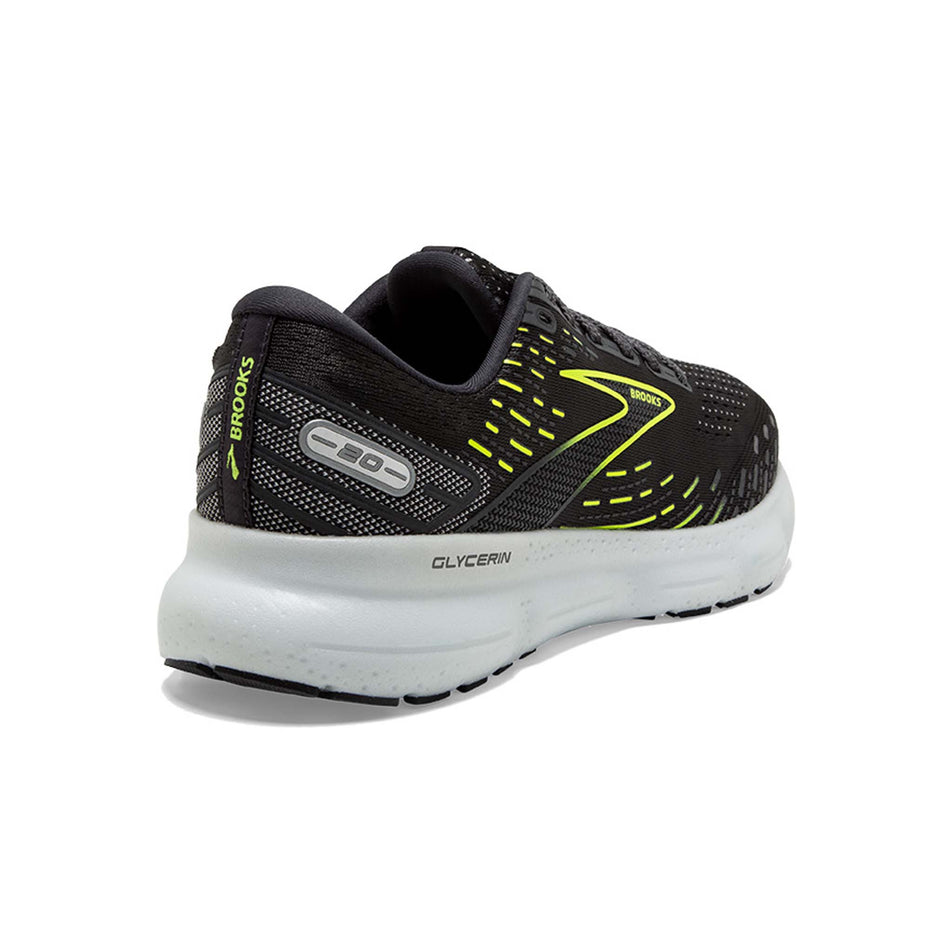 Posterior angled view of Brooks Men's Glycerin 20 running shoes in black (7599124349090)