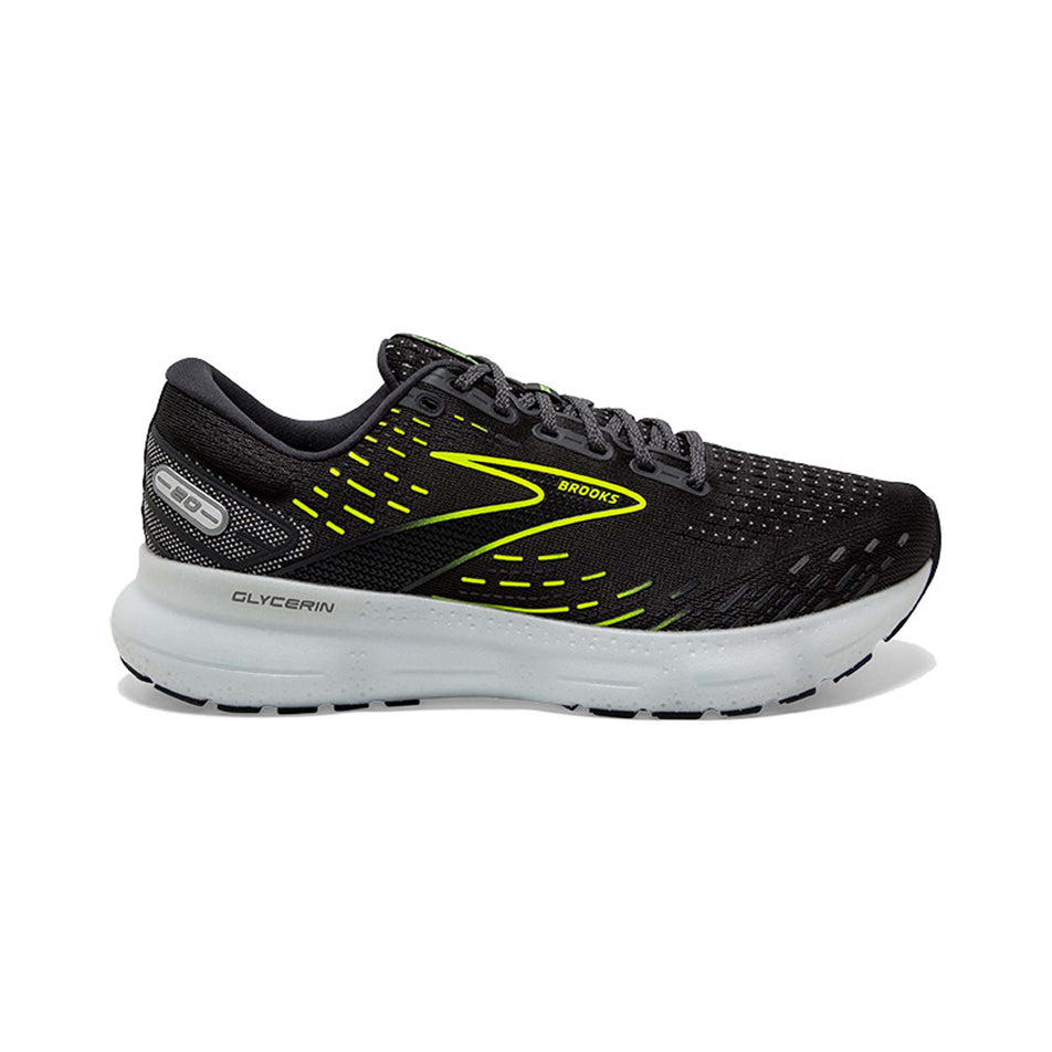 Lateral view of Brooks Men's Glycerin 20 running shoes in black (7599124349090)