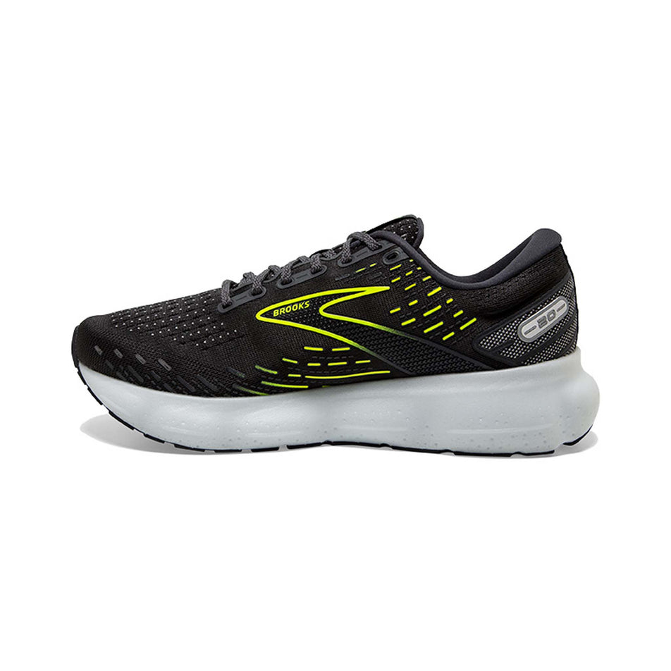 Medial view of Brooks Men's Glycerin 20 running shoes in black (7599124349090)