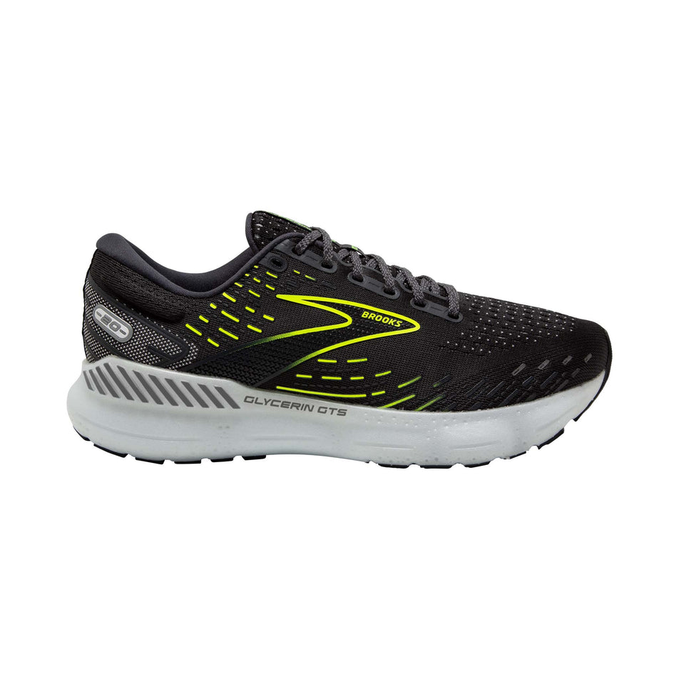 Lateral view of Brooks Men's Glycerin GTS 20 Running Shoes in black (7599126741154)