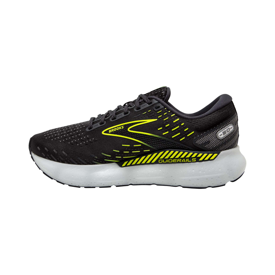 Medial view of Brooks Men's Glycerin GTS 20 Running Shoes in black (7599126741154)