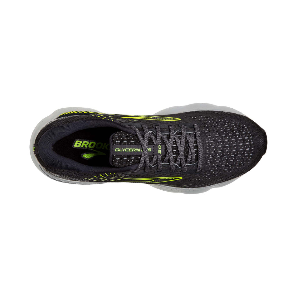 Upper view of Brooks Men's Glycerin GTS 20 Running Shoes in black (7599126741154)