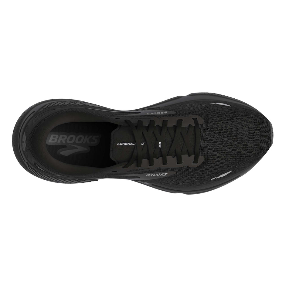 The upper of the right shoe from a pair of Brooks Men's Adrenaline GTS 23 Running Shoes in the Black/Black/Ebony colourway (7903680200866)