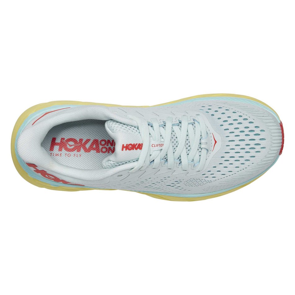 The upper and lace area on the right shoe from a pair of women's Hoka Clifton 7 Wide (6901825732770)