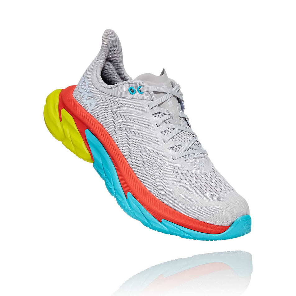 The lateral and forefoot upper section on the right shoe from a pair of men's Hoka Clifton Edge in a slanted position (6901682110626)