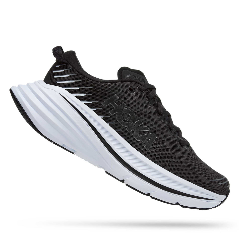 Lateral angled view of women's hoka bondi x running shoes (7237911969954)