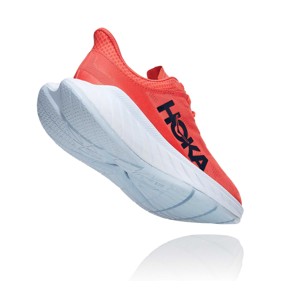 The lateral side and full outsole on the right shoe from a pair of women's Hoka Carbon X 2 in a slanted position (6901956018338)