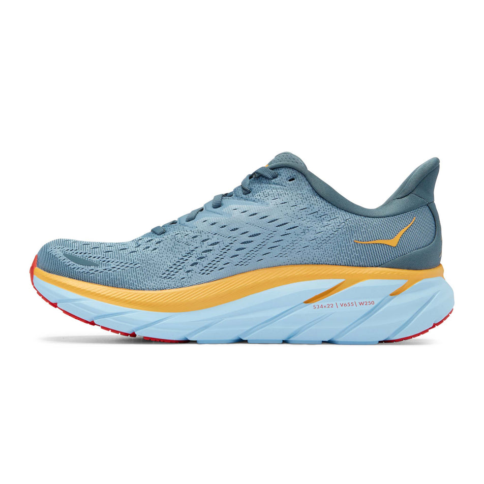 Medial view of men's hoka clifton 8 wide running shoes (7482867777698)