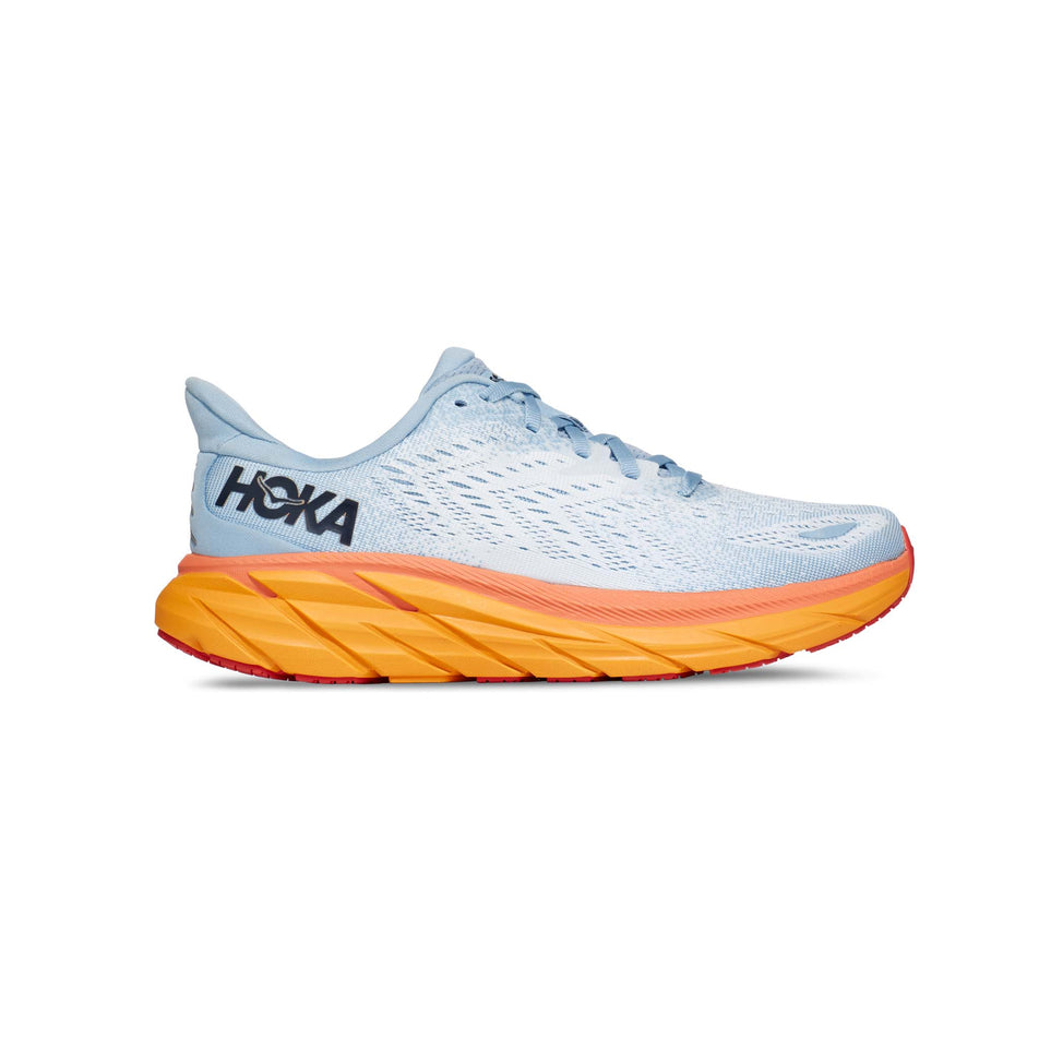 Lateral view of women's hoka clifton 8 wide running shoes (7483016020130)