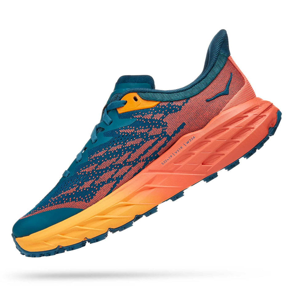 Medial angled view of women's hoka speedgoat 5 running shoes (7232203456674)
