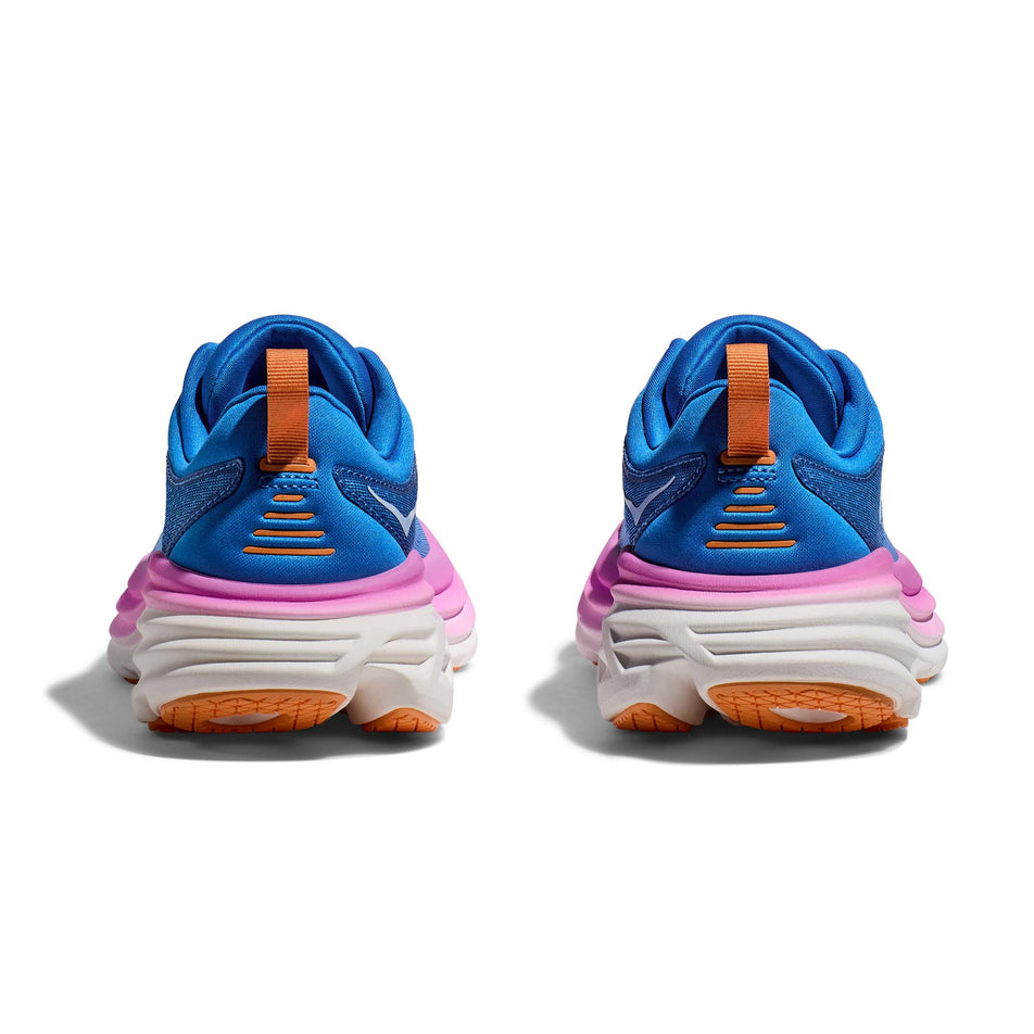 Posterior pair view of Hoka Women's Bondi 8 Running Shoes in blue (7705917391010)