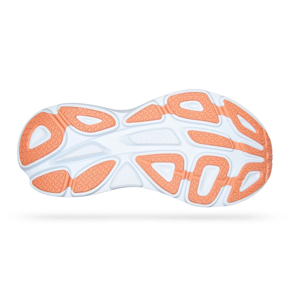 Outsole view of women's hoka bondi 8 running shoes in the blue colourway (7511210459298)