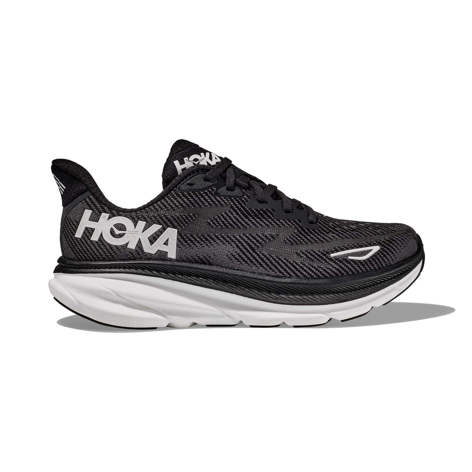 Lateral side of the right shoe from a pair of men's Hoka Clifton 9 Wide Running Shoes (7725172719778)